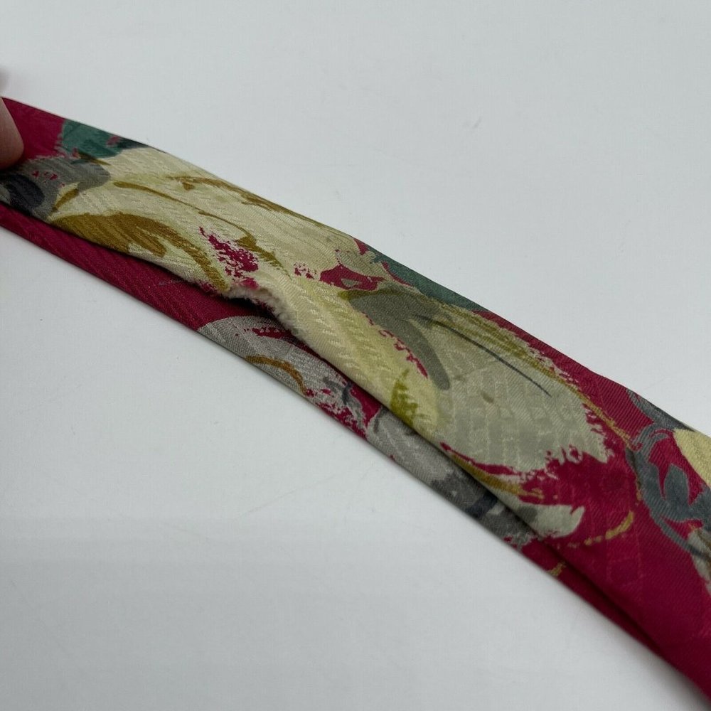 Alcione Milano 100% Silk Tie Made in Italy Floral Red - Picture 4 of 8